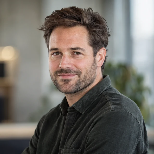 AI-genererad profilbild för Erik, inte ett verkligt porträtt.